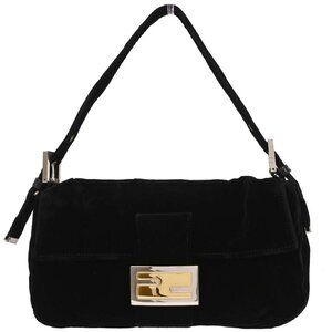 Fendi Black Velvet Baguette Handbag 2454/26424/89 166652